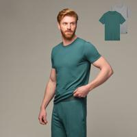 Bamigo Pyjama T-shirts Grey Melange-Posy Green (2-pack) - thumbnail