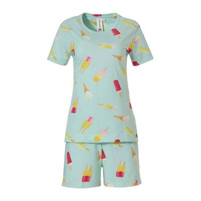 Rebelle shortama met all over print lichtgroen