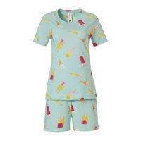 Rebelle shortama met all over print lichtgroen - thumbnail