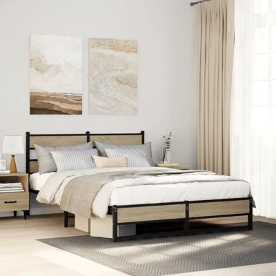 Bedframe zonder matras metaal sonoma eikenkleurig 135x190 cm