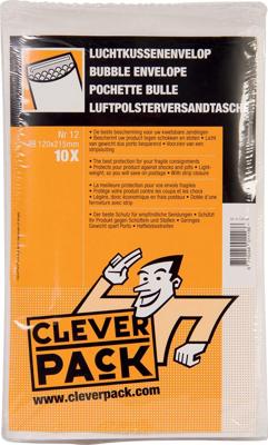 Cleverpack luchtkussenenveloppen, ft 120 x 215 mm, met stripsluiting, wit, pak van 10 stuks