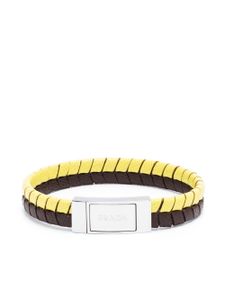 Prada bracelet tressé à logo embossé - Jaune