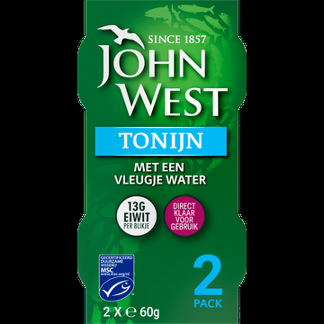John West Tonijnstukken met een Vleugje Water 2 x 60g bij Jumbo
