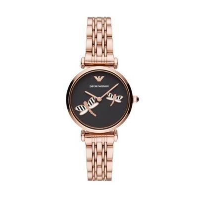 Emporio Armani Rosegoudkleurig roestvrijstalen horloge met twee wijzers AR11206