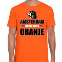 Oranje t-shirt Amsterdam brult voor oranje heren - Holland / Nederland supporter shirt EK/ WK - thumbnail