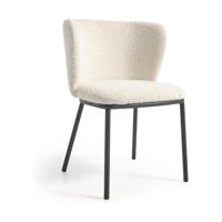 Kave Home Ciselia eetkamerstoel bouclé Wit