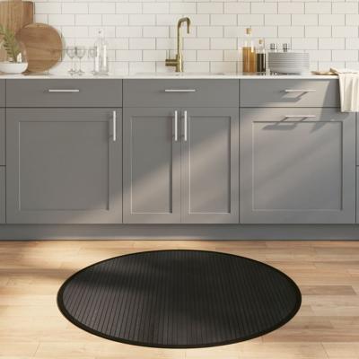 Vloerkleed rond 100 cm bamboe zwart