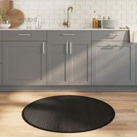 Vloerkleed rond 100 cm bamboe zwart