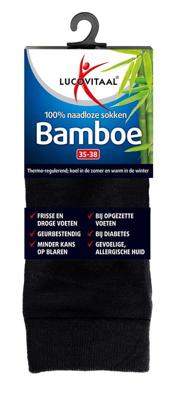 Lucovitaal Bamboe sok lang zwart maat 35-38