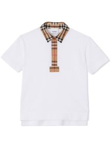 Burberry Kids polo à motif Vintage Check - Blanc