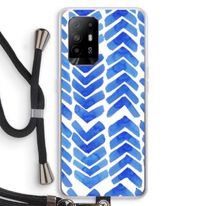 Blauwe pijlen: Oppo A94 5G Transparant Hoesje met koord