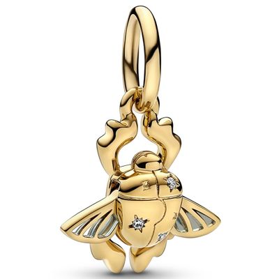 Pandora Disney 762345C01 Hangbedel Aladdin Aladdin Scarab Beetle zilver-emaille-zirconia goudkleurig-blauw-wit