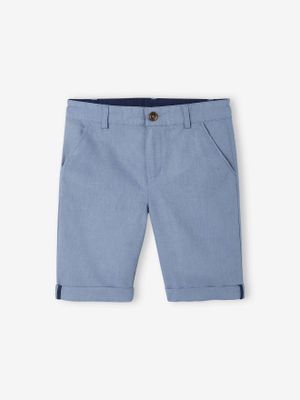 Jongensbermuda van katoen/linnen blauw