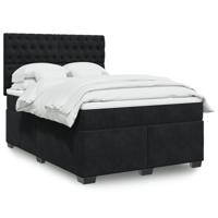 Boxspring met matras fluweel zwart 160x200 cm Boxspring met matras fluweel zwart 160x200 cm