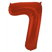 Folie ballon van cijfer 7 in het rood 86 cm   -