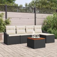 Tuinbankenset met kussen 6 pcs Zwart poly rattan