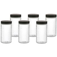 Voorraadpot/bewaarpot Roma - 6x - 1.5L - glas - zwart - D12 x H22 cm - thumbnail