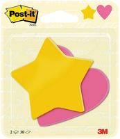 Post-it Notes, 2 x 30 vel, ft 70 x 72 mm, ster ultra geel, hart power roze - thumbnail