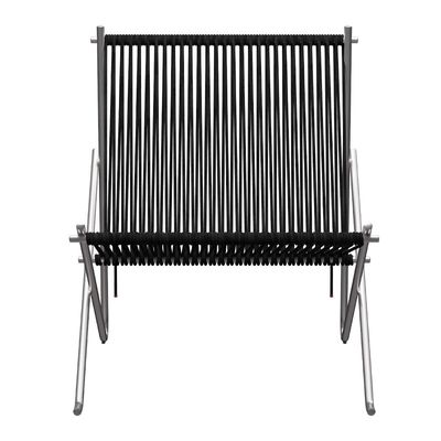 Fritz Hansen PK4 Loungestoel - Zwart Halyard - Staal