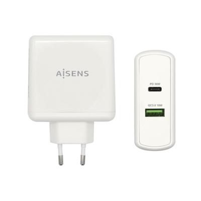 USB-Lader voor Wand Aisens ASCH-2PD45A-W Wit 57 W USB-C (1 Stuks)