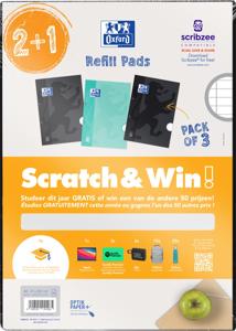 Oxford School cursusblok, ft A4, 100 vel, assorti, gelijnd, 2 + 1 gratis, Scratch & Win