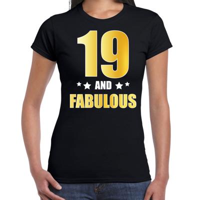 19 jaar and fabulous tekst - verjaardag cadeau t-shirt - zwart - voor dames