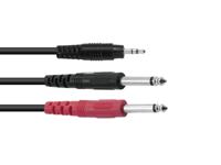 OMNITRONIC Adapter Cable 3.5 Jack/2xJack ECO 1.5m bk