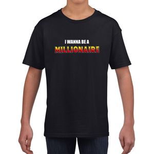 I wanna be a Millionaire fun t-shirt zwart voor kids XL (158-164)  -