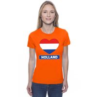 Oranje Holland hart vlag shirt dames - thumbnail