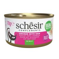 SCHESIR Chicken with ham in jelly - nat kattenvoer - 70g