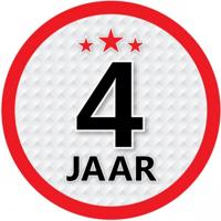 4 jaar leeftijd sticker - rond - Dia 15 cm - 4 jaar verjaardag - jubileum - leeftijd versiering