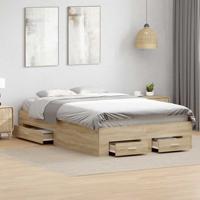 Bedframe met lade met opslag Bruin 120 x 190 cm Bewerkt hout