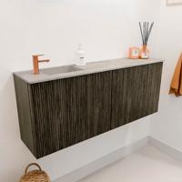 Toiletmeubel Mondiaz Joya Dlux | 100 cm | Meubelkleur Shadow | Faye wastafel Glace Wasbak Links | 1 kraangat