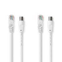 Coax- en CAT6-Combikabel | IEC (Coax) Male / RJ45 Male | IEC (Coax) Female / RJ45 Male | Vernikkeld