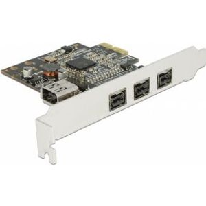 Delock 89864 PCI Express x1-kaart > 3 x externe FireWire B + 1 x interne FireWire A