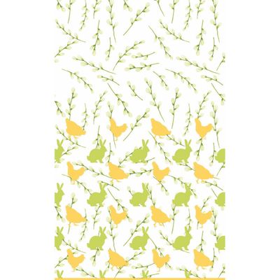 2x stuks Pasen tafelkleed/tafellaken konijnen en hanen geel / groen 138 x 220 cm
