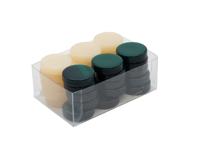 Parelmoer Acryl Backgammon Stenen Vlak Groen en Ivoor 26mm