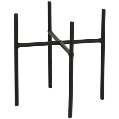 Mica Decorations - bloempot plantenpot standaard / verhoger - zwart - B14 x H13.5 cm - metaal