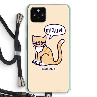 Miauw: Pixel 5a 5G Transparant Hoesje met koord