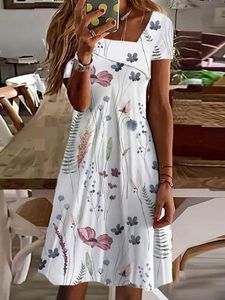 Asymmetrical Regular Fit Floral Casual Dress