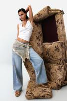 Bedrukte spijkerbroek - BLUE - 44