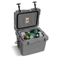 15L Plastic Verwarmingsdoos met Handvat Aftapplug en 2 Bekerhouders Draagbare Koelbox Ideaal voor Buitenactiviteiten ( Grijs )