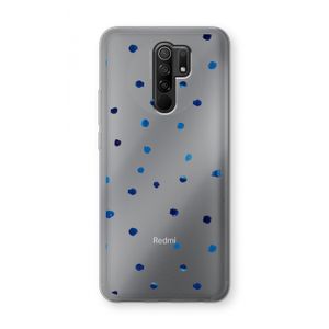 Blauwe stippen: Xiaomi Redmi 9 Transparant Hoesje