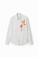 Gestreepte blouse met bloem - WHITE - S