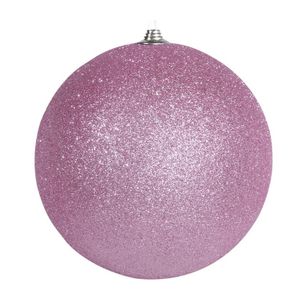 1x Roze grote kerstballen met glitter kunststof 13,5 cm