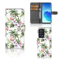OPPO Reno 6 Pro Plus 5G | Telefoonhoesje | Met pasjeshouder | Flamingo Palms