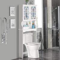 Ruimtebesparende Badkamer Ruimte Boven Het Toilet met 3 Planken Vrijstaand Toiletrek met Verstelbare Binnen Plank en Verzamelkast (Wit)