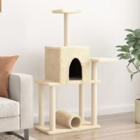 Kattenmeubel met sisal krabpalen 122 cm crèmekleurig - thumbnail