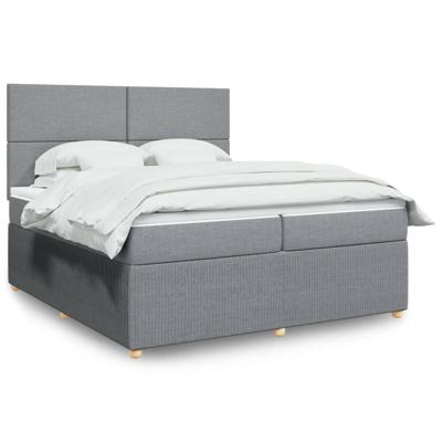 Boxspring met matras stof lichtgrijs 200x200 cm