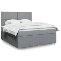 Boxspring met matras stof lichtgrijs 200x200 cm